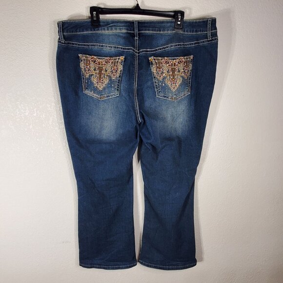 APT 9 Womens 18WS Bootcut Jeans Blue Denim With Embellished Back Pockets - Picture 9 of 12